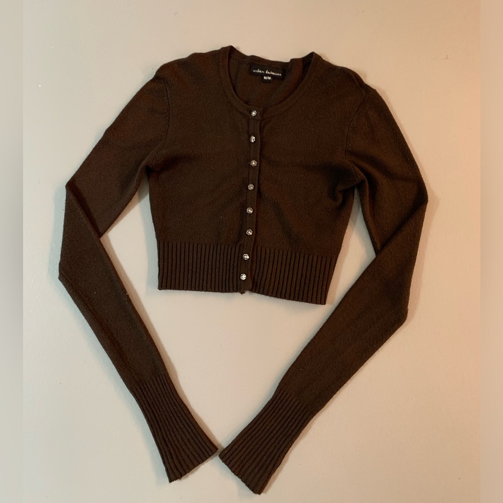 Brown crop knit sweater